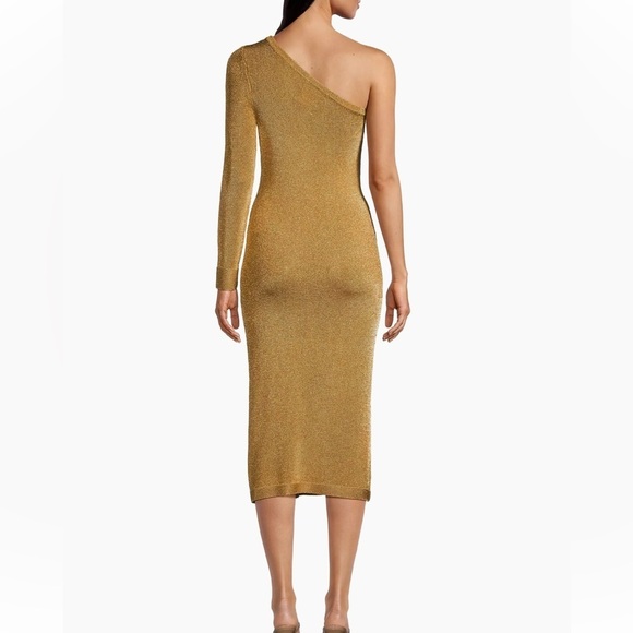 Milly Senna Metallic One-Shoulder Midi-Dress S - Picture 6 of 12